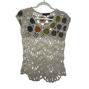 Women's Crocheted Knit Bohemian‎ Artsy Top By XXI Size S/Petite Retro Hippie